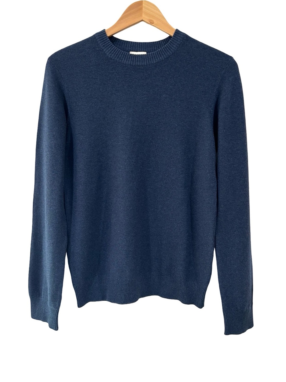 Pact men’s classic fine Knit crewneck Sweater S French navy organic cotton NWT